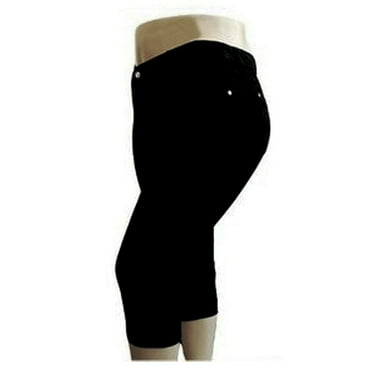 1826 Stretchy premium CAPRI BLACK denim jeans HIGH WAIST WOMENS PLUS size PC-680