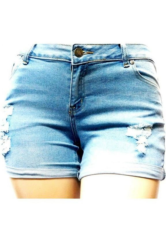 Women's Plus Size Short Curvy Denim Jean Ripped Distressed