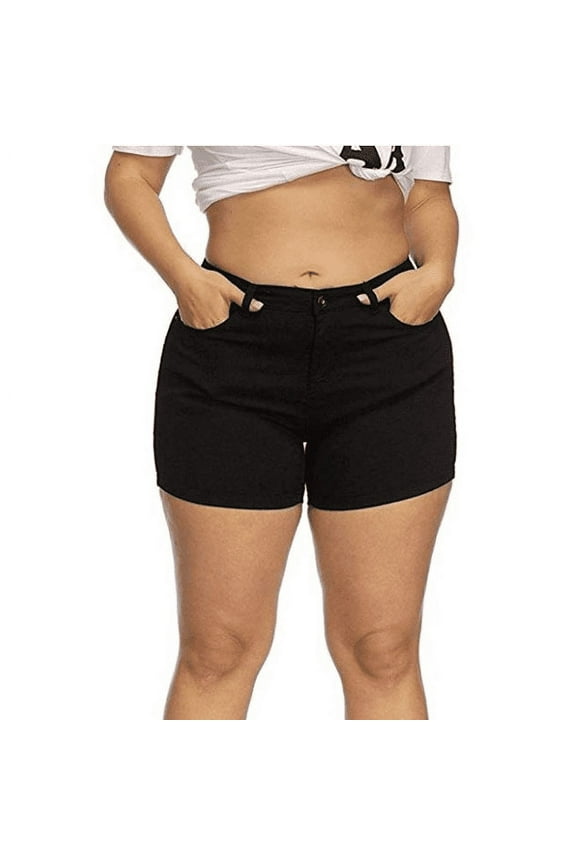 1826 Women's Premium Plus Size Dark Blue/Black Denim Jeans Short Stretch