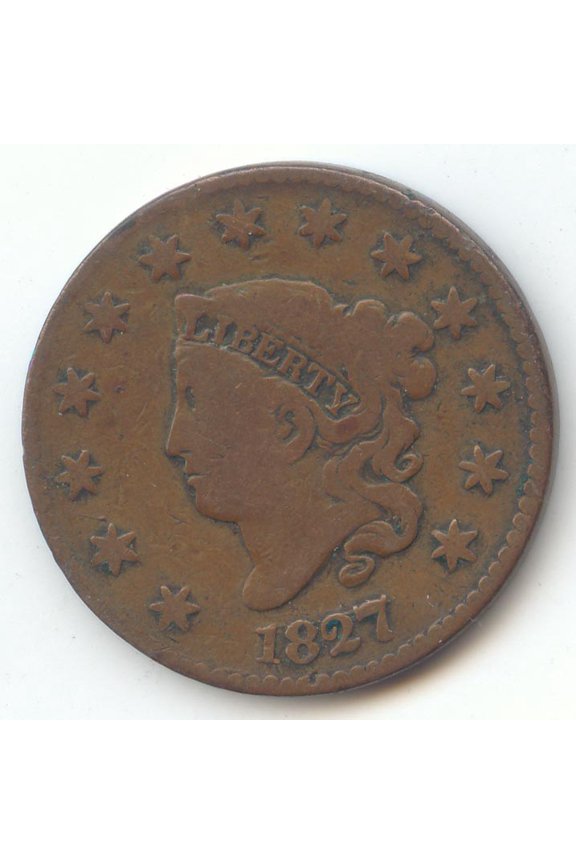 1827 Coronet Head Large Cent, Nice VG