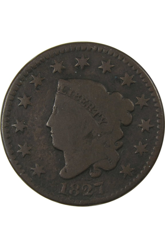 1827 Coronet Head Large Cent VG Very Good Copper Penny SKU:I23811