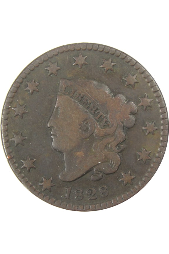 1828 Small Wide Date Coronet Head Large Cent F Fine Copper SKU:I19931