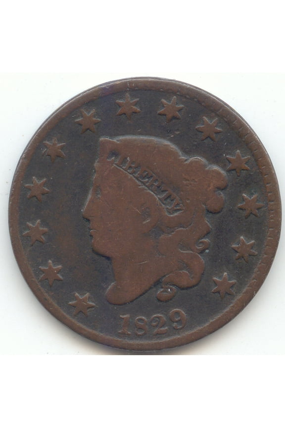 1829 Coronet Head Large Cent, G-VG, Scarce Medium Letters