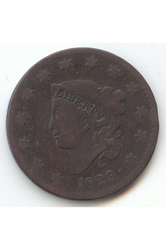 1829 Coronet Head Large Cent, Large Letters, Problem Free VG