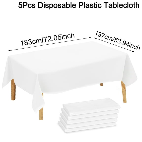183×137cm Solid White Tablecloth Disposable Plastic Table Covers for Birthday Party Wedding Decoration Home Dinning Table Decor