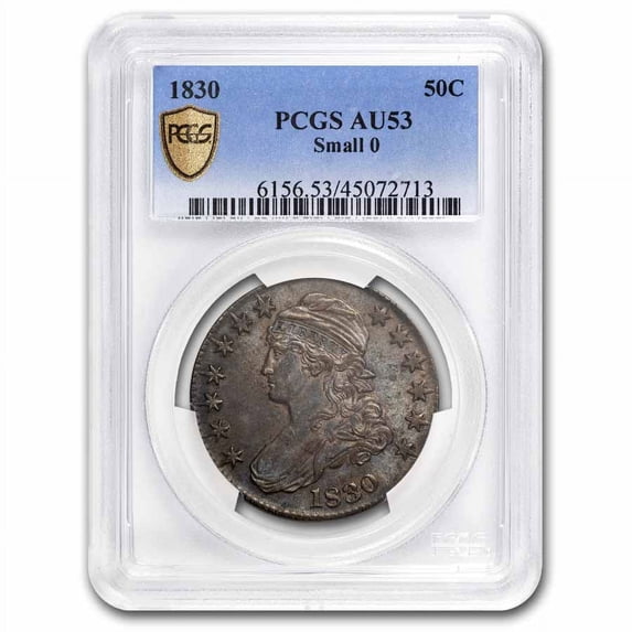 1830 Bust Half Dollar AU-53 PCGS (Small 0)