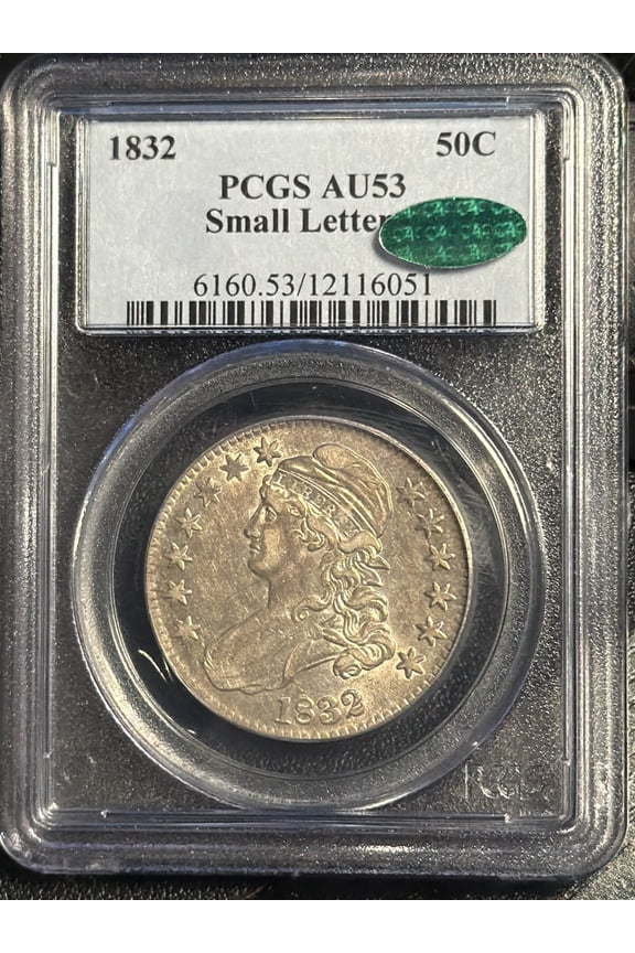1832 Capped Bust Half Dollars PCGS AU-53 CAC Small Letters