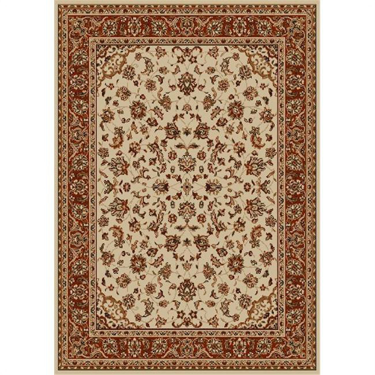 Elegant Ivory & Brick Rectangular Synthetic Area Rug, 7'9" x 11'