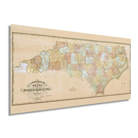 1833 North Carolina State Map - North Carolina Vintage Map Wall Art Poster