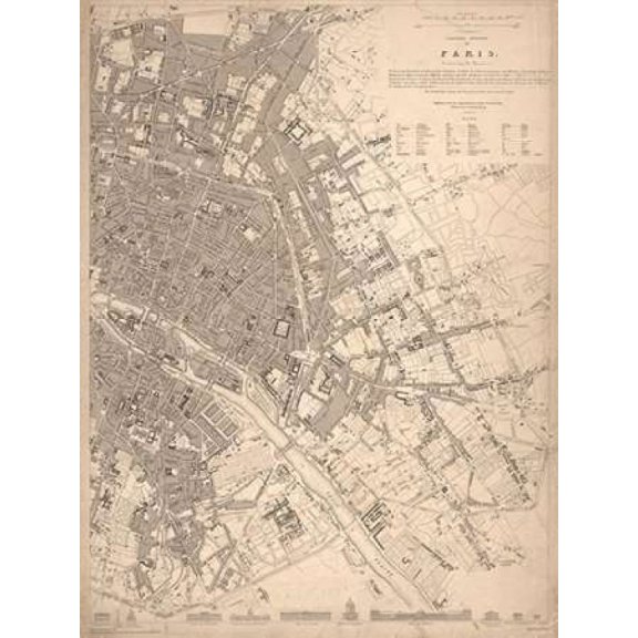 1833 Paris Map Poster Print by N. Harbick