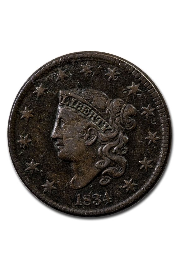 1834 Large Cent Sm 8, Large Stars & Medium Letters VF