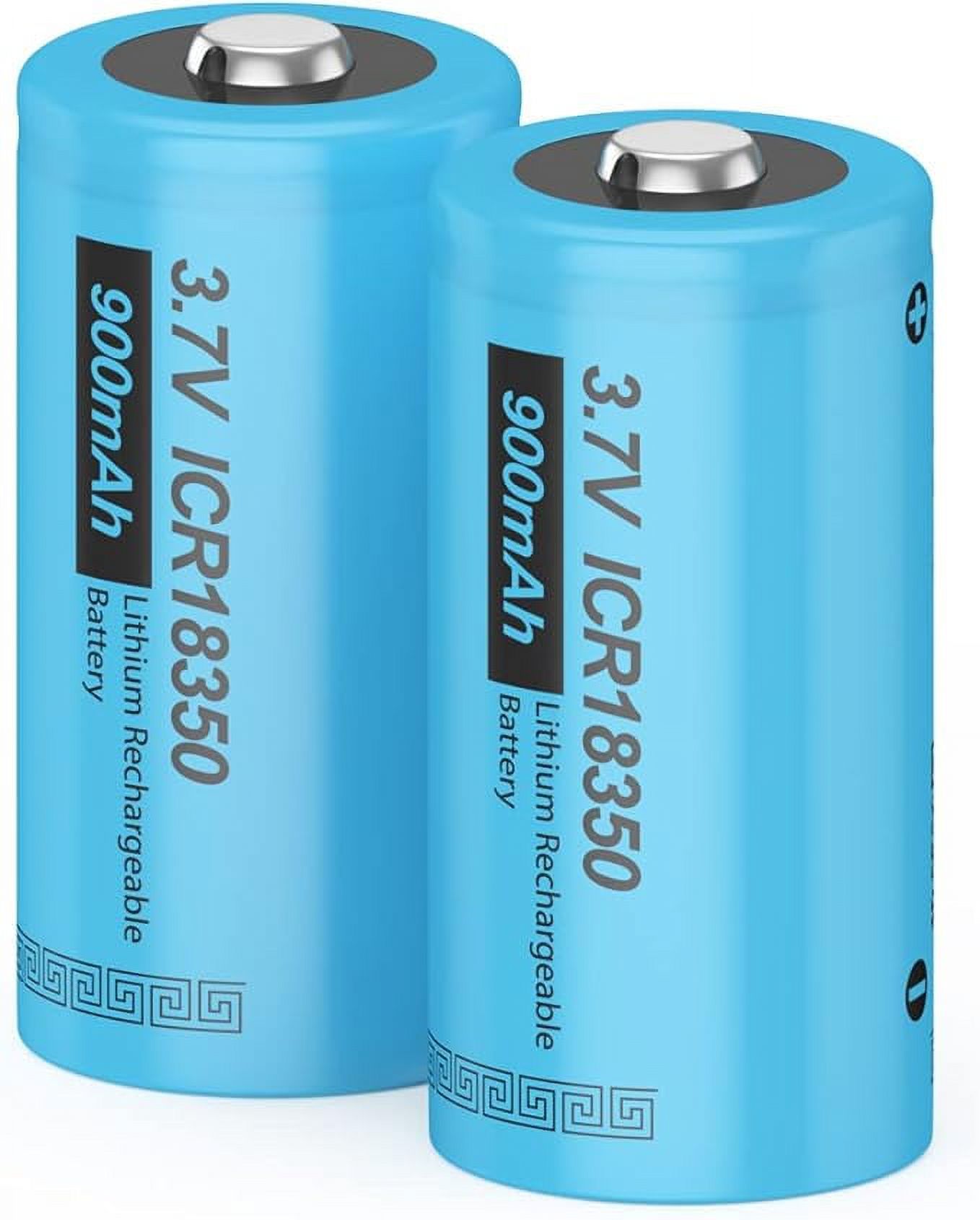 PKCELL 18350 3.7V 900mAh Rechargeable Battery with Button Top Battery 2 Pack