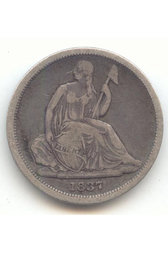 1837 Seated Liberty Dime, Small Date, Original VF-XF