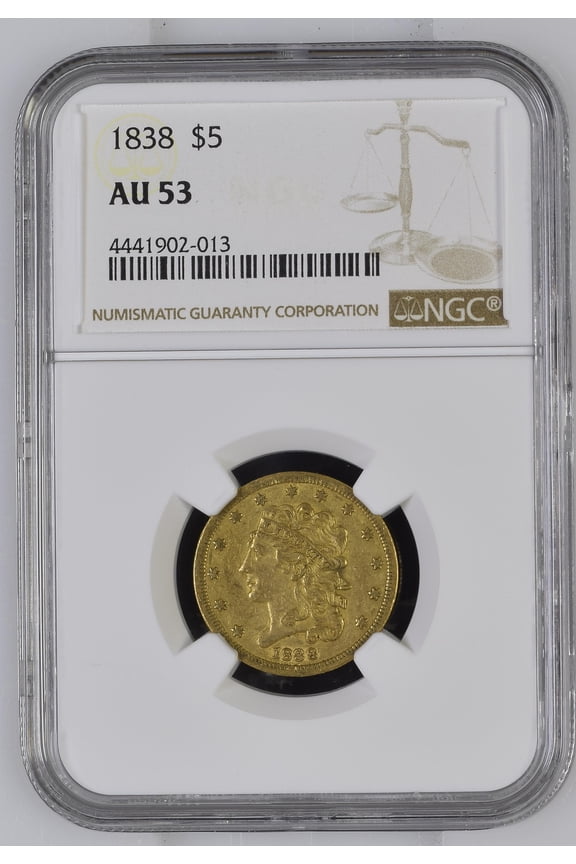 1838 Gold Half Eagles Classic Head NGC AU-53