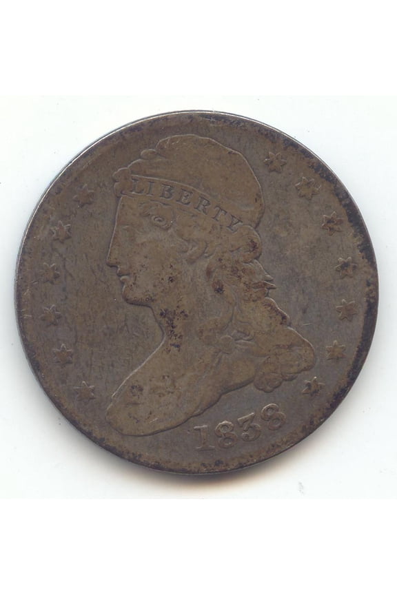 1838 Reeded Edge Capped Bust Half Dollar, F-VF