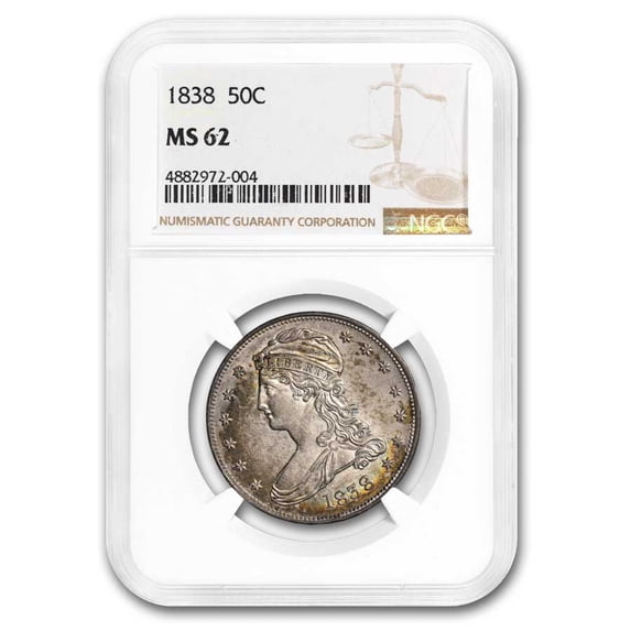1838 Reeded Edge Half Dollar MS-62 NGC (Toned)