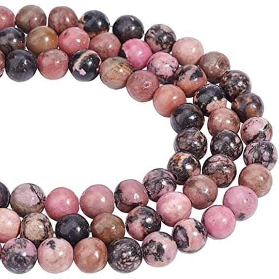 183Pcs Natural Rhodonite Beads 6mm Round Gemstone Beads 3 Strands Natural Stone Beads Loose Spacer Beads for DIY Jewelry Making