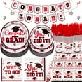 183Pcs Red and Black 2024 Graduation Decorations Graduation Plates and