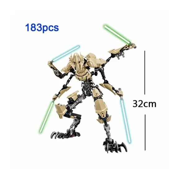 183pcs Ksz714 Star Action Figure Toy Anime General Robot Grievous With Lightsaber Hilt Combat Weapon Model Building Blocks Gifts
