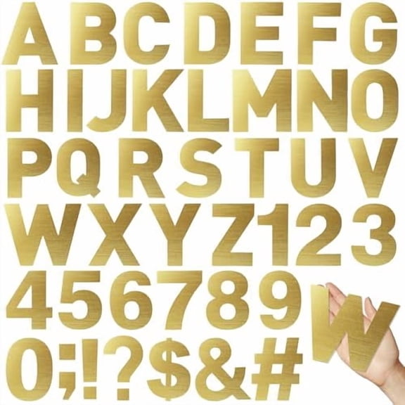 184 Pcs 6 Inch Large Letter Sticker Gold Bulletin Board Letter Sticker Big Font Self Adhesive Alphabet Gold Vinyl Number Punctuation Sticker for Classroom Wall Chalkboard Decorating Supplies