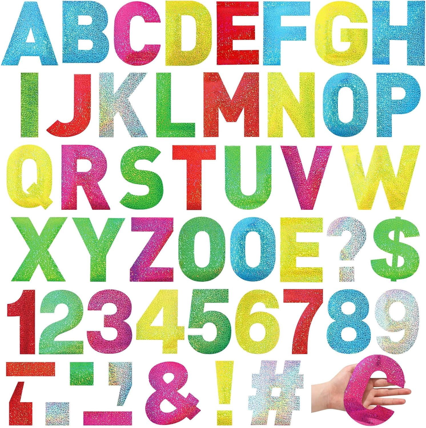 184 Pcs Reflective Adhesive Number Letter Stickers Pack 6