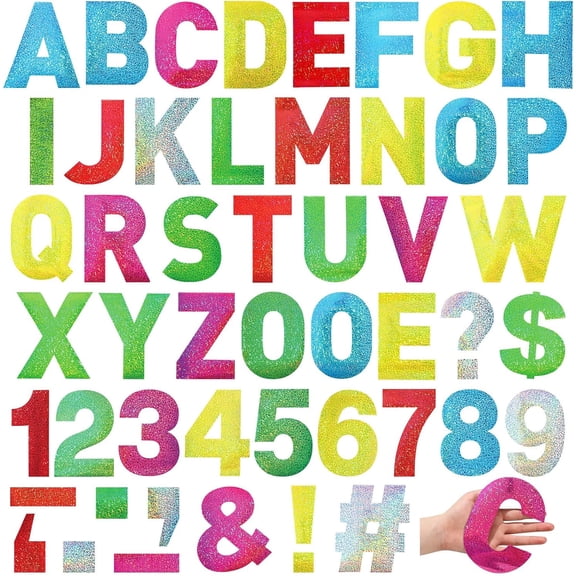 184 Pcs Reflective Adhesive Number Letter Stickers Pack 6" Giant Large Letters Backdrop DIY Vinyl Self Adhesive for Mailbox Signs Cars Trucks Classroom Wall Door Home Party Decor(Laser)