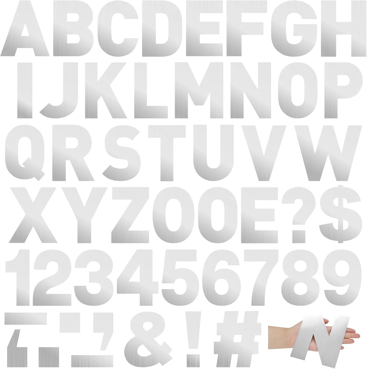 184 Pcs Reflective Adhesive Number Letter Stickers Pack 6" Giant Large Letters Backdrop DIY Vinyl Self Adhesive for Mailbox Signs Cars Trucks Classroom Wall Door Home Party Decor(Silver)