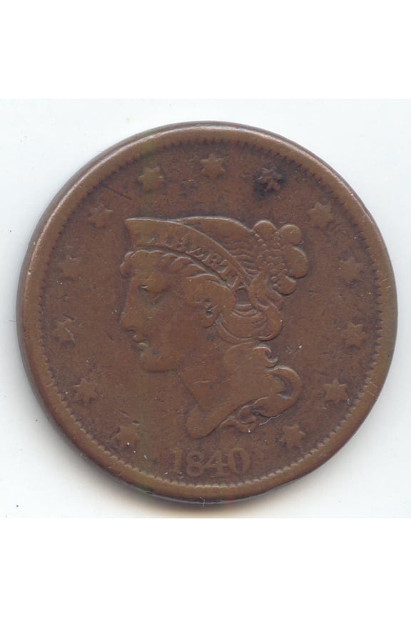 1840 Large Date Braided Hair Large Cent, Fine