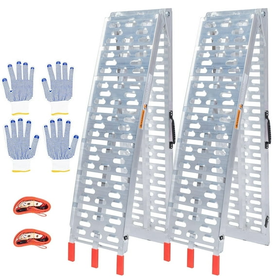 1840lb Capacity Truck Ramps, Aluminum Folding Loading Ramps for Car, Truck & Trailer Bed - with Load Straps for ATV/UTV, Golf Carts, Lawn Mowers, Go-Karts, Wheelbarrow, Motorcycles