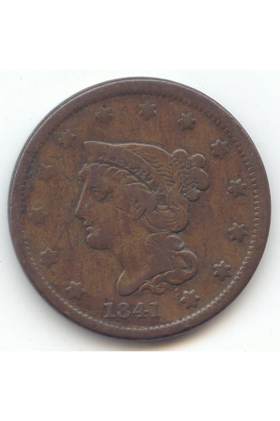 1841 Braided Hair Large Cent, Pleasing Fine