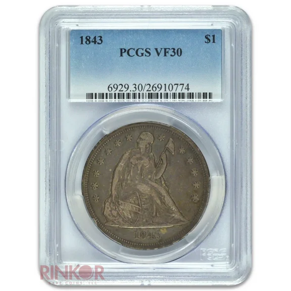 1843 $1 Seated Dollar PCGS VF-30