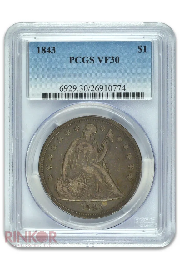 1843 $1 Seated Dollar PCGS VF-30