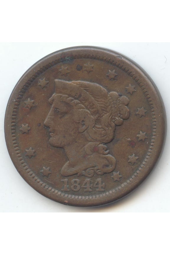 1844/81 Overdate Braided Hair Large Cent, F-VF