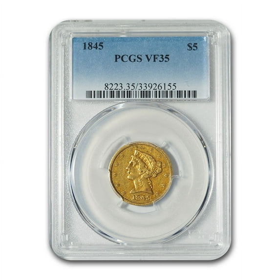 1845 $5 Liberty Gold Half Eagle VF-35 PCGS
