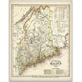 thumbnail image 1 of 1845 Map of Maine Art Print - 11x14 Unframed Art Print - Great Vintage Home Decor, 1 of 9