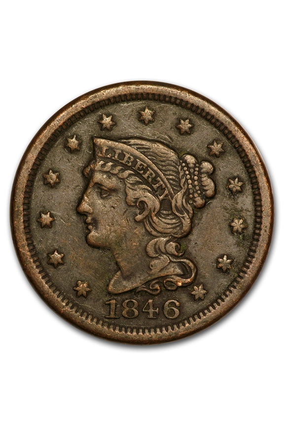 1846 Large Cent Medium Date VF