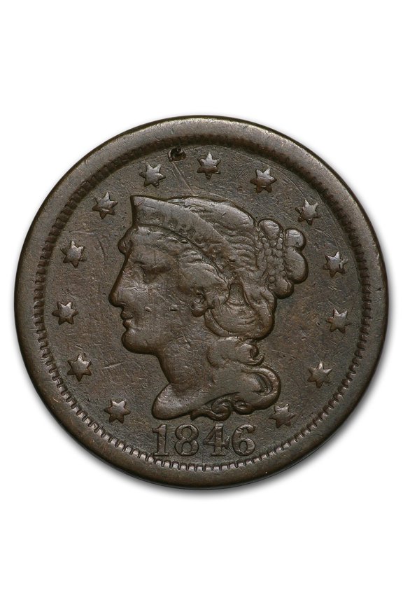 1846 Large Cent Tall Date VG