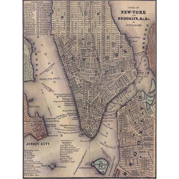 1847 Lower Manhattan Map Poster Print - GST (24 x 36)