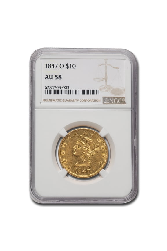 1847-O $10 Liberty Gold Eagle AU-58 NGC