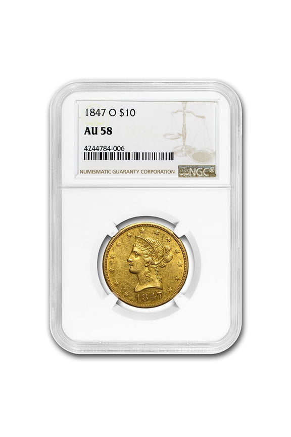 1847-O $10 Liberty Gold Eagle AU-58 NGC
