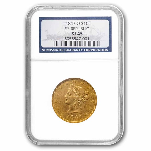 1847-O $10 Liberty Gold Eagle S.S. Republic XF-45 NGC
