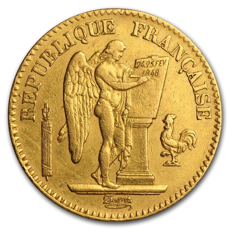 France Gold 20 Francs Lucky Angel Coin (AU) 1848-1849 - Walmart.com