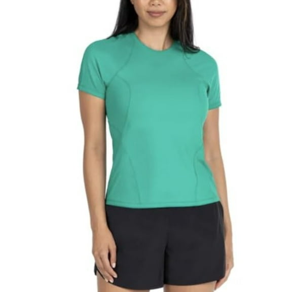 1849684 Spyder Active Women's UPF 50 Ribbed Short Sleeve Tee Shirt (US, Alpha, Small, Regular, Regular, Green)