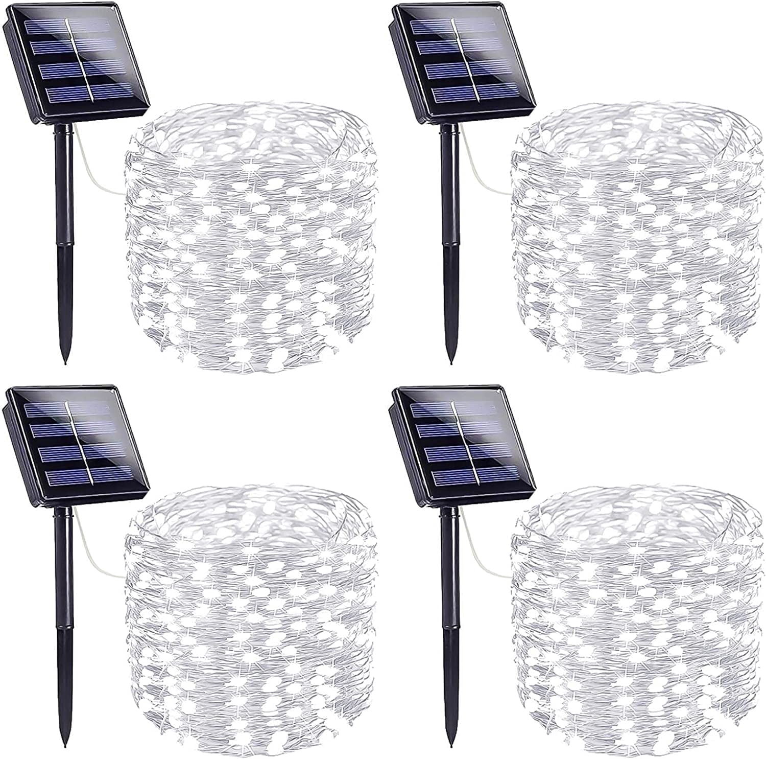 4 Pack 184FT 520LED Christmas Solar Fairy Lights Outdoor IP65 Waterproof, Juhefa Twinkle String Lights for DIY Christmas Tree Decorations, Party, Wedding, Yard (White)