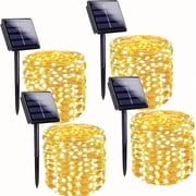 4 Pack Christmas Solar String Lights Outdoor, Total 184FT 520LED, Juhefa IP65 Waterproof Twinkle Fairy Lights for Xmas Tree, Party, Wedding, Yard, Fence Decor Warm White