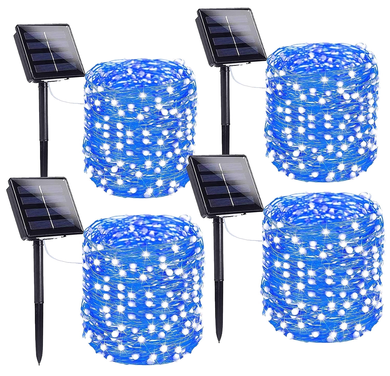 4 Pack Solar Fairy String Lights Outdoor 184FT 520LED, Juhefa IP65 Waterproof Christmas Twinkle Lights for DIY Christmas Decorations, Garden, Wedding, Holiday (Blue)
