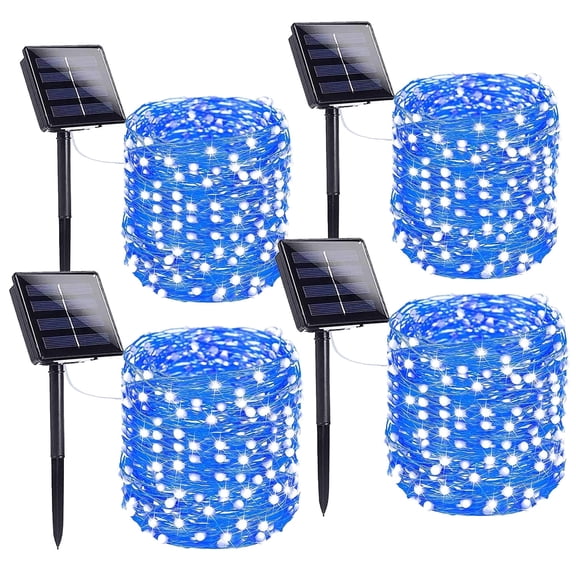 4 Pack Solar Fairy String Lights Outdoor 184FT 520LED, Juhefa IP65 Waterproof Christmas Twinkle Lights for DIY Christmas Decorations, Garden, Wedding, Holiday (Blue)