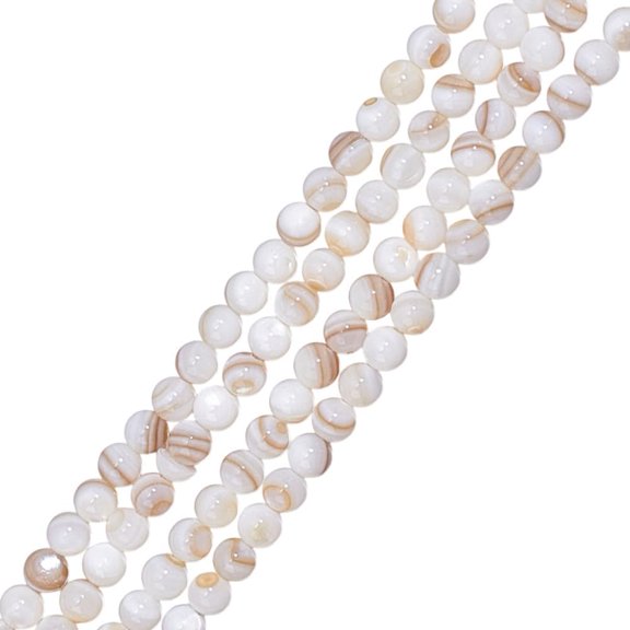 184Pcs 2 Strands Natural Freshwater Shell Beads Smooth Polished Round Pearl Beads Strands Round Ball Pearls Bead Spacer Loose Bead for Jewelry Making Hole: 0.6mm Brown