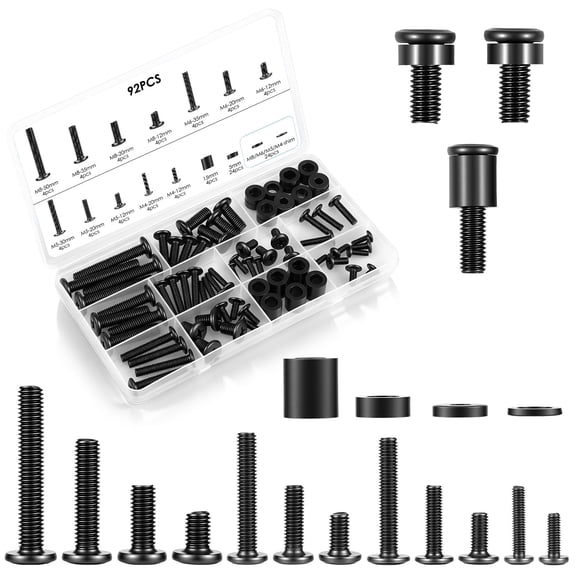184Pcs Universal TV Mounting Hardware Screw Kit Set with Box - M4 M5 M6 M8 Metal Bolt Washer and Spacer Set for Most TV and Monitor