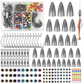 184pcs Texas and Carolina Rigs for Bass Fishing Worm Weights Bullet Sinkers Hooks Beads Rolling Barrel Swivels Fishing Accessories Tackle Kit